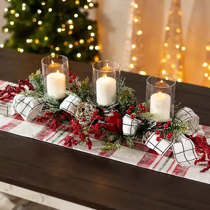 Jingle Bells and Berries Candle Centerpiece