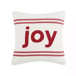 Joy Double Stripe Christmas Throw Pillow