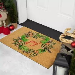 Joy Wreath Decorative Christmas Doormat