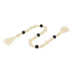 Kara Black Beaded Wood Polygon Decorative Garland