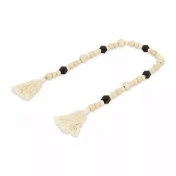 Kara Black Beaded Wood Polygon Decorative Garland