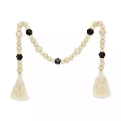 Kara Black Beaded Wood Polygon Decorative Garland