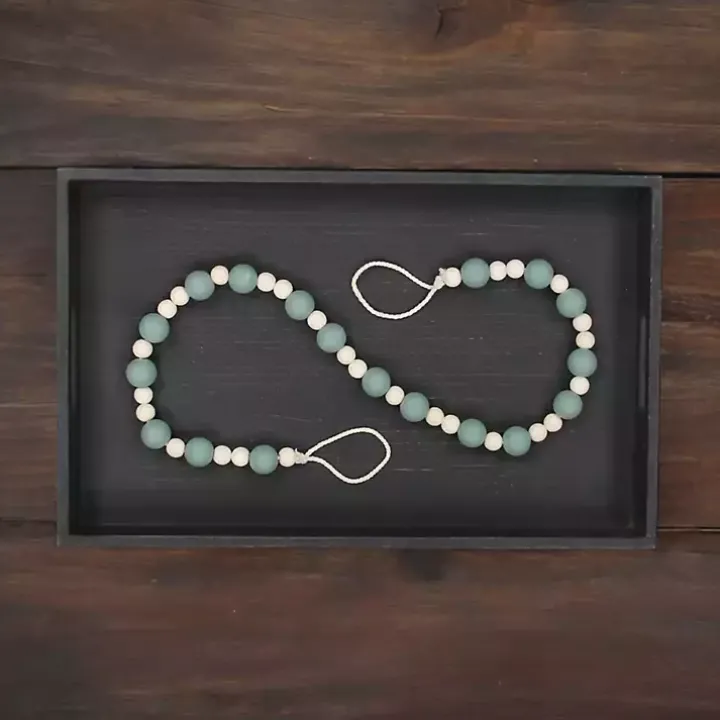 Kara Blue Beaded Wood Decorative Garland