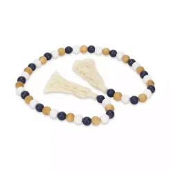 Kara Brown and Blue Beaded Wood Decorative Garland
