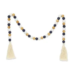 Kara Brown and Blue Beaded Wood Decorative Garland