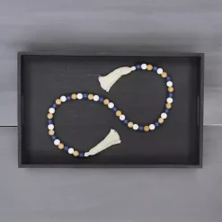 Kara Brown and Blue Beaded Wood Decorative Garland