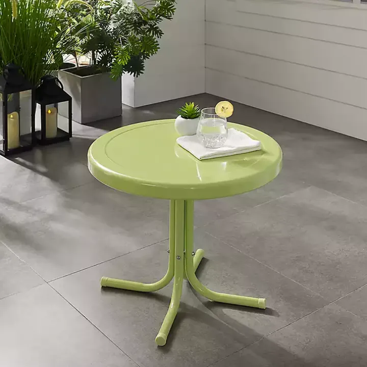 Key Lime Retro Metal Outdoor Side Table