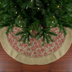 Knit Burlap Poinsettia Tree Skirt