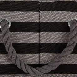 Large Black Paw Patch Stripe Round Pet Basket