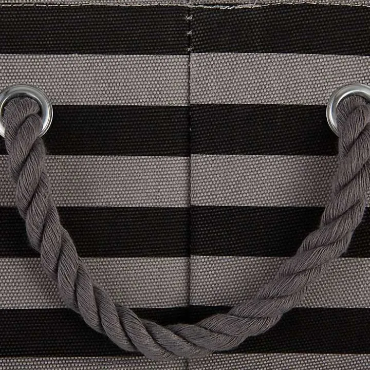 Large Black Paw Print Striped Pet Basket