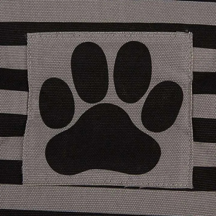 Large Black Paw Print Striped Pet Basket