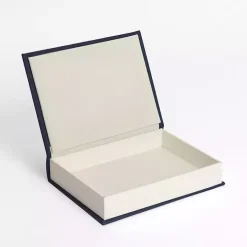 Large Navy Blue Linen Book Box