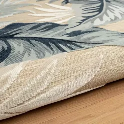 Large Print Tropical Leaf Outdoor Area Rug, 5x7