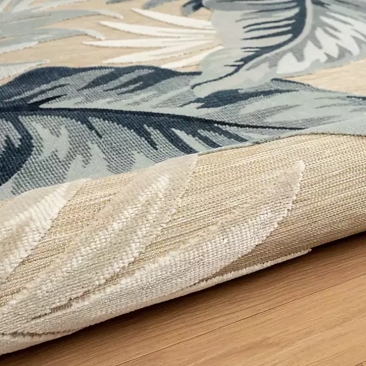 Large Print Tropical Leaf Outdoor Area Rug, 5x7