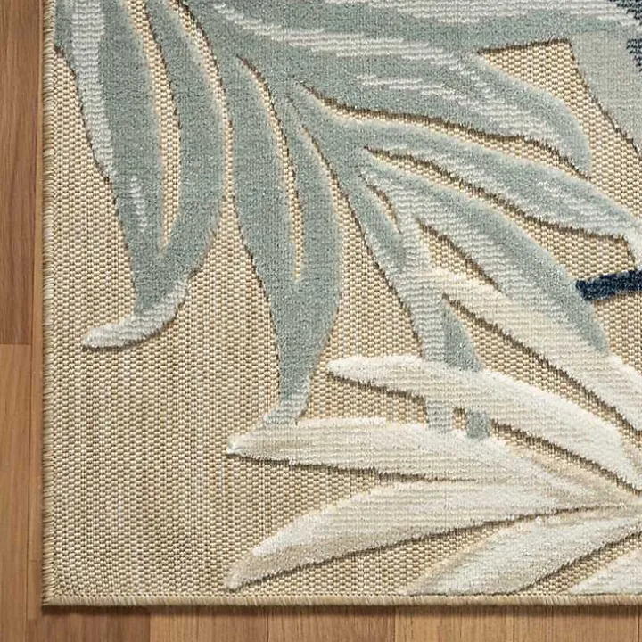 Large Print Tropical Leaf Outdoor Area Rug, 7x9