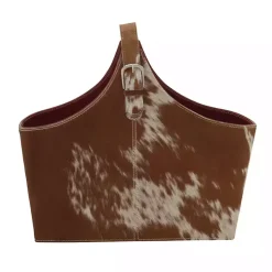 Leather Hide Modern Magazine Rack Basket