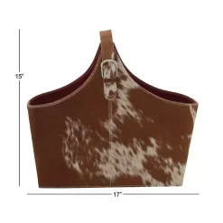 Leather Hide Modern Magazine Rack Basket