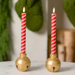LED Candy Cane Taper Candles, Set of 2