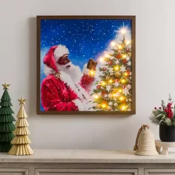 LED Merry Santa & Christmas Tree Canvas Art Print