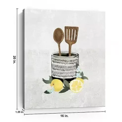 Lemon Kitchen Utensils Canvas Art Print