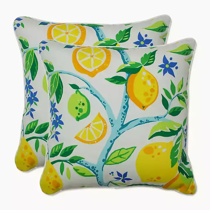 Lemon Tree Outdoor Pillows, Set of 2