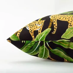 Leopard & Palm Tree Outdoor Pillow, 22 in.