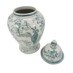 Light Blue and White Ceramic Chinoiserie Jar