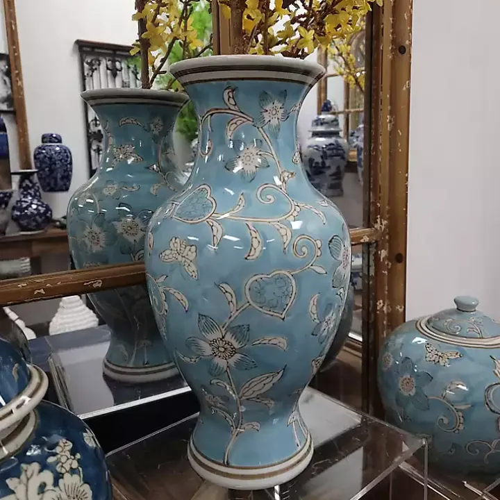Light Blue Chinoiserie Vase