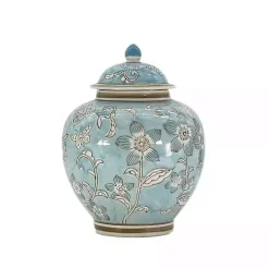 Light Blue Floral Chinoiserie Jar
