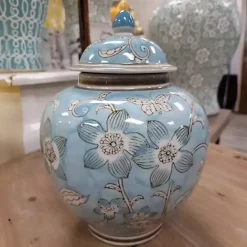 Light Blue Floral Chinoiserie Jar