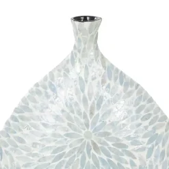 Light Blue Mother of Pearl Floral Floor Vase