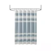 Light Blue Striped Waffle Shower Curtain