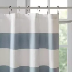 Light Blue Striped Waffle Shower Curtain