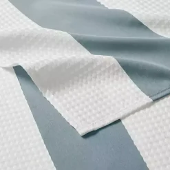 Light Blue Striped Waffle Shower Curtain