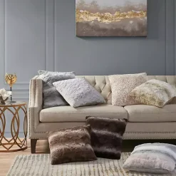 Light Brown Textured Faux Fur Pillow