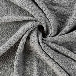 Light Gray Checkered Weave Fringe Throw