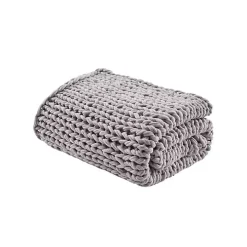 Light Gray Hand Made Chunky Double Knit Blanket