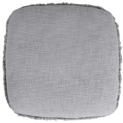 Light Gray Tufted Stripe Cotton Square Pouf