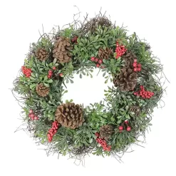 Lightly Frosted Cedar and Red Berry Wreath