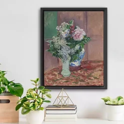 Lilacs and Peonies Framed Canvas Art Print