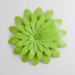 Lime Metal Flower Outdoor Wall Plaque