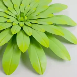 Lime Metal Flower Outdoor Wall Plaque