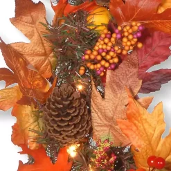 Maple Berry Pinecone Pre-Lit Harvest Wreath