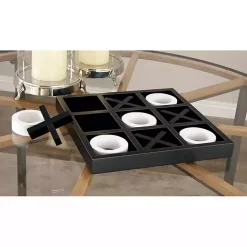 Matte Black and White Wooden Tic Tac Toe Board