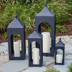 Matte Black Hampshire Metal Lantern, 24 in.
