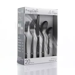 Matte Black Steel Diagonal 20-pc. Flatware Set