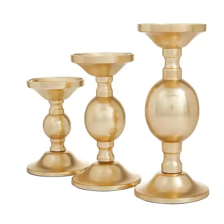 Matte Gold Metal 3-pc. Pillar Candle Holder Set