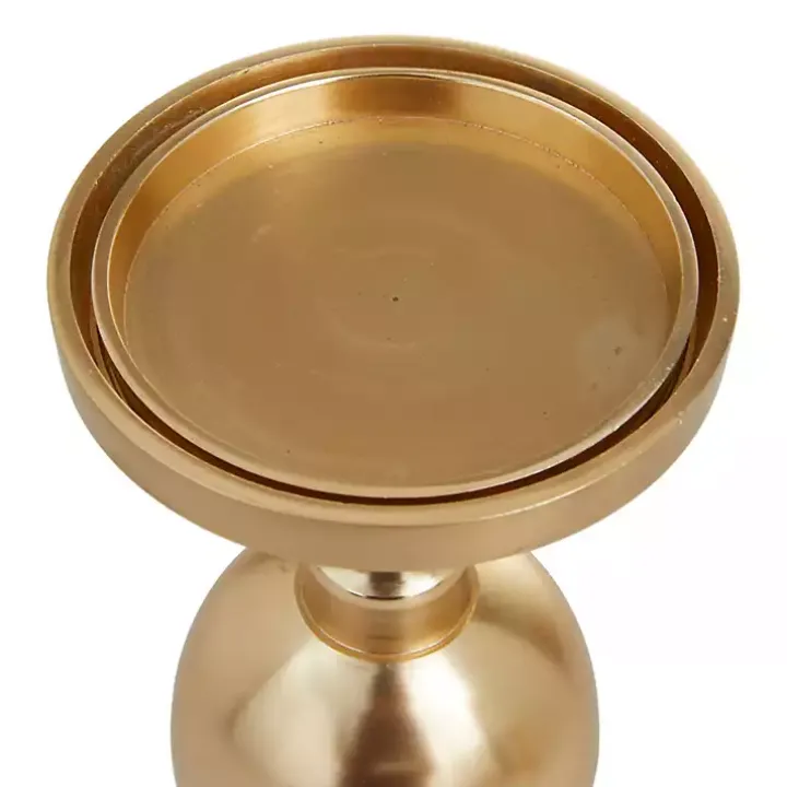 Matte Gold Metal 3-pc. Pillar Candle Holder Set