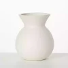 Matte Ivory Hourglass Ceramic Vase