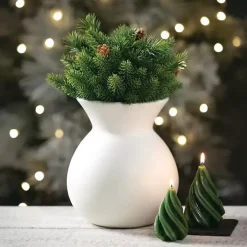 Matte Ivory Hourglass Ceramic Vase